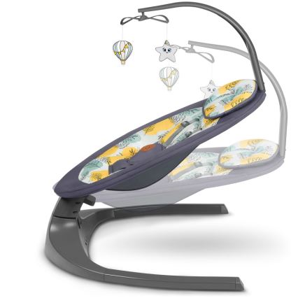 Lionelo - Baloiço para bebé com melodia RALF 4xAA Cinzento Concreto + comando à distância