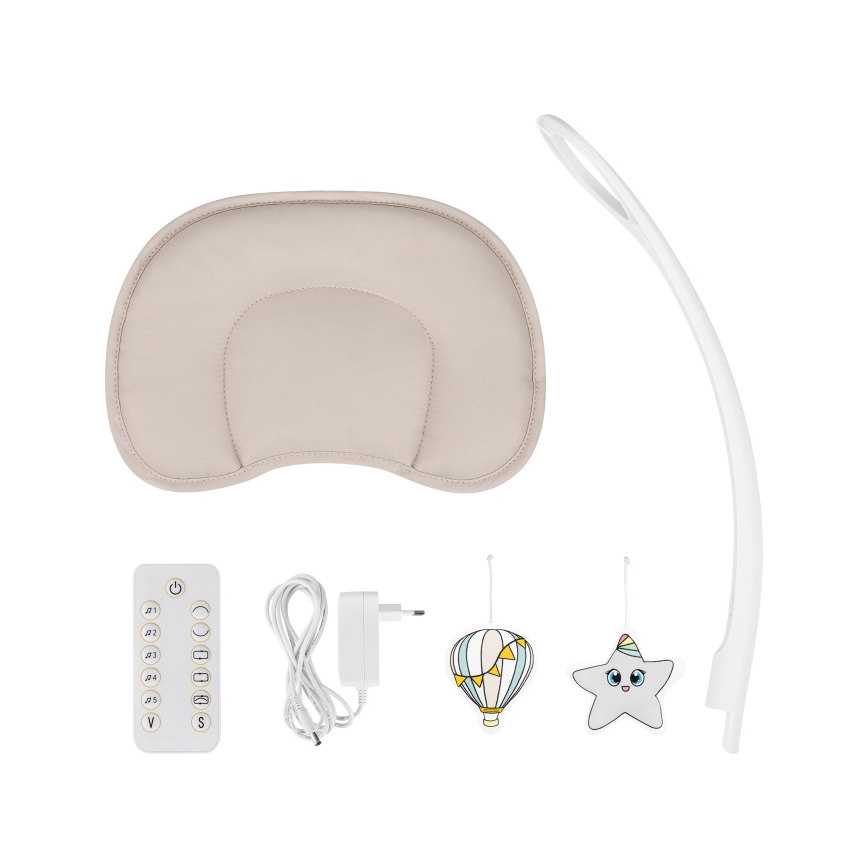 Lionelo - Baloiço para bebés com melodia OLIVIA Bege Natural + controlo remoto