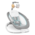 Lionelo - Baloiço vibratório infantil com melodia PASCAL 2xAA cinzento/turquesa