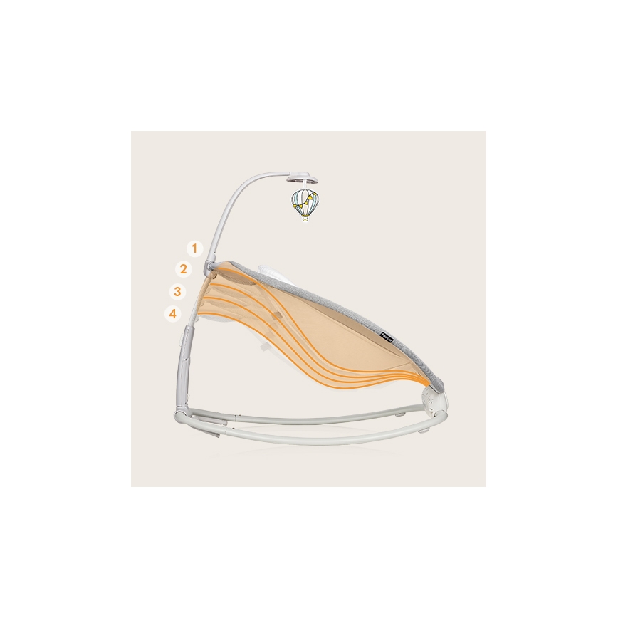 Lionelo - Baloiço vibratório para bebé com melodia PASCAL 2xAA cinzento