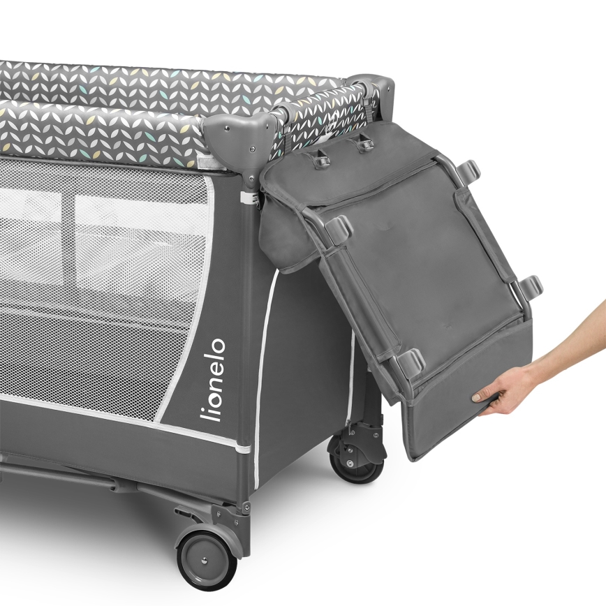 Lionelo - Berço de Viagem FLOWER Cinzento Scandi