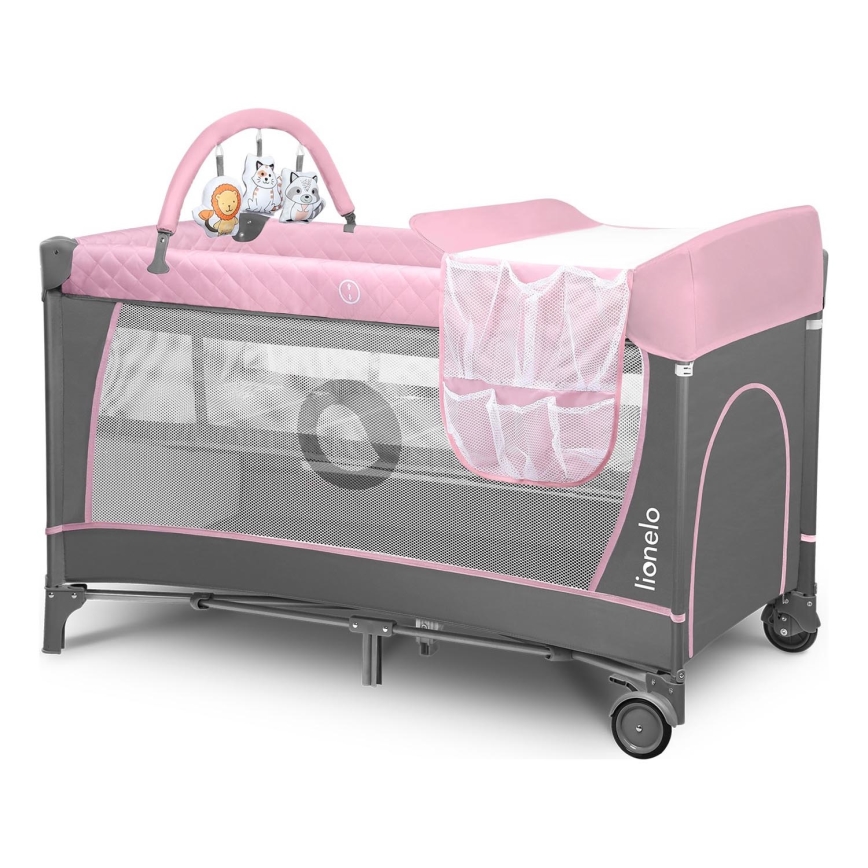 Lionelo - Berço de viagem FLOWER Flamingo