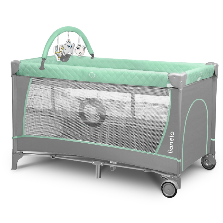 Lionelo - Berço de viagem FLOWER Turquesa