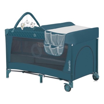 Lionelo - Berço de viagem FLOWER Verde Turquesa
