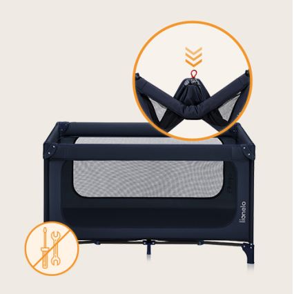 Lionelo - Berço de Viagem JASMIN EASY FOLD Azul Marinho