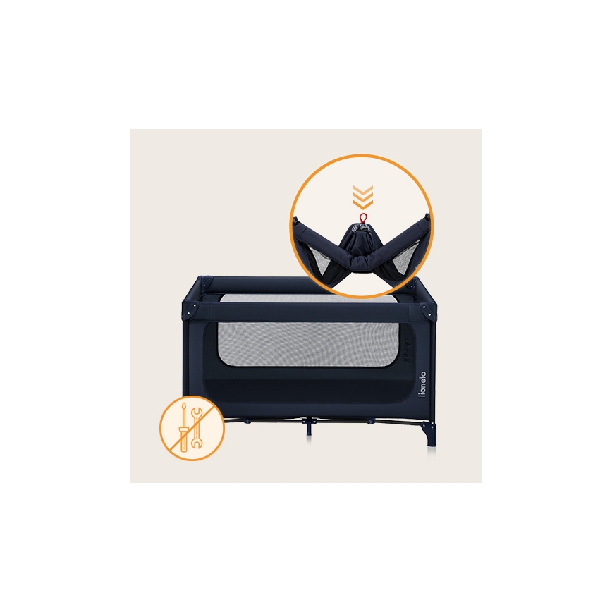 Lionelo - Berço de Viagem JASMIN EASY FOLD Azul Marinho
