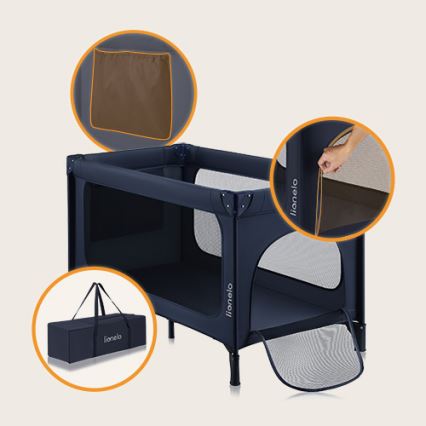 Lionelo - Berço de Viagem JASMIN EASY FOLD Azul Marinho