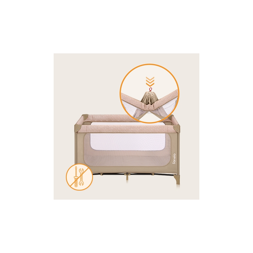Lionelo - Berço de viagem JASMIN EASY FOLD Bege Areia