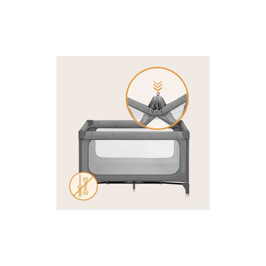 Lionelo - Berço de viagem JASMIN EASY FOLD Grey Stone