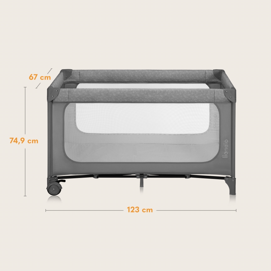 Lionelo - Berço de viagem JASMIN EASY FOLD Grey Stone