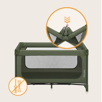 Lionelo - Berço de viagem JASMIN EASY FOLD Verde Oliva