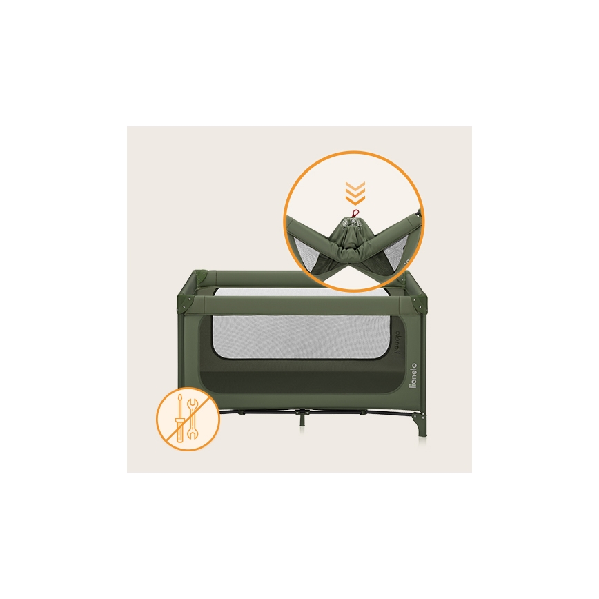 Lionelo - Berço de viagem JASMIN EASY FOLD Verde Oliva