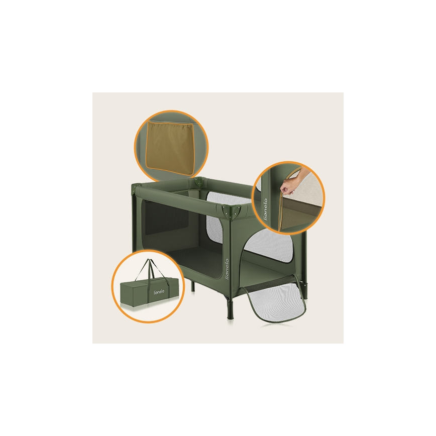 Lionelo - Berço de viagem JASMIN EASY FOLD Verde Oliva