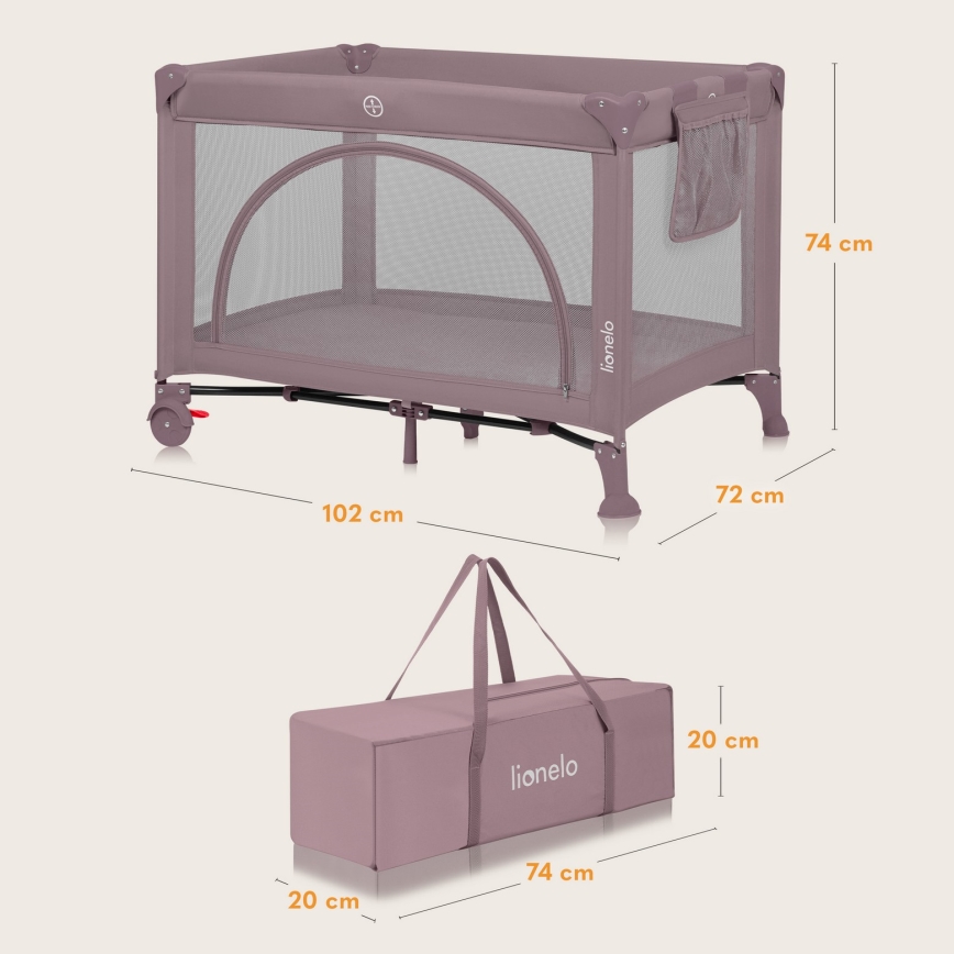 Lionelo - Berço de Viagem LAURA Rosa Nude