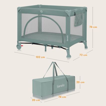 Lionelo - Berço de Viagem LAURA Verde-sálvia