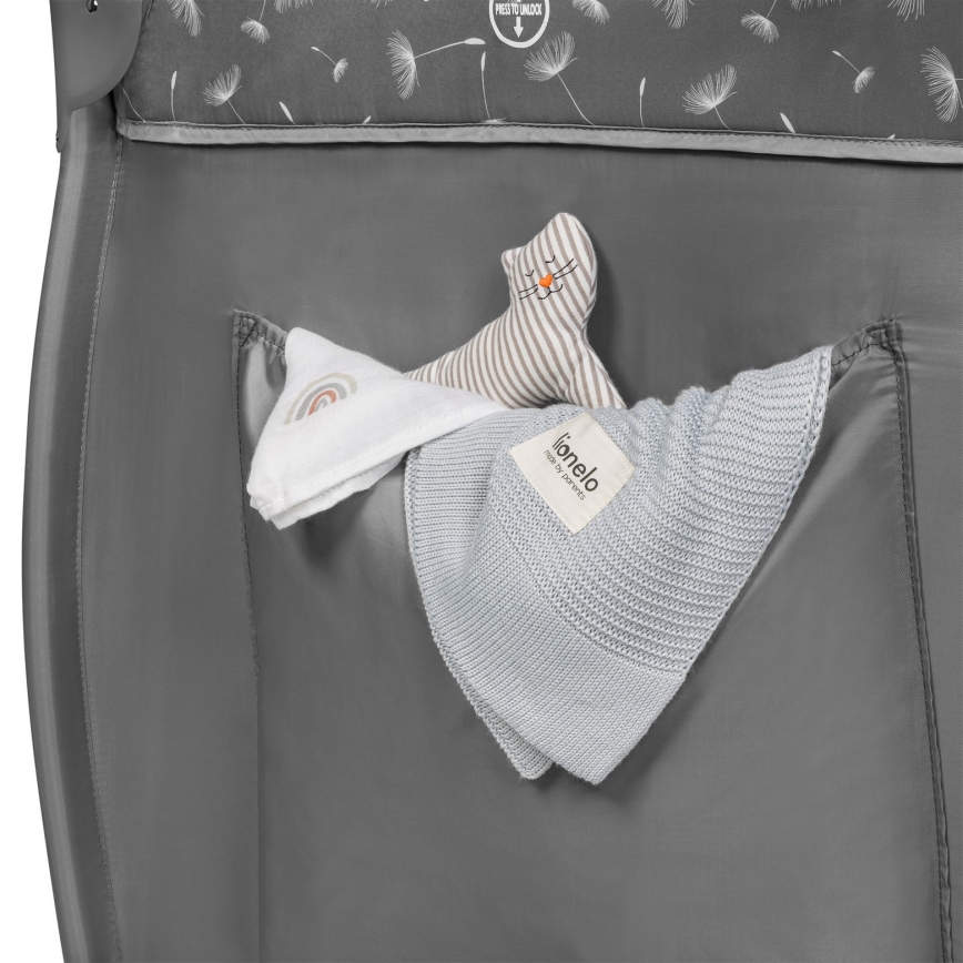 Lionelo - Berço de viagem STEFI PLUS Cinza/Branco