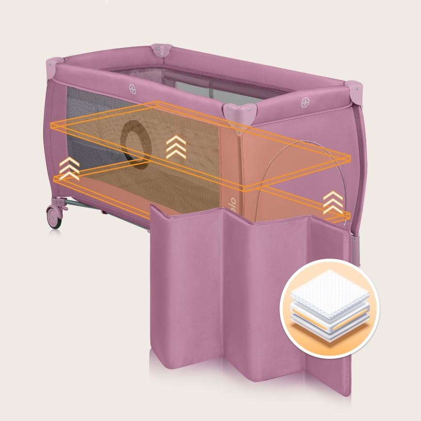 Lionelo - Berço de Viagem STEFI PLUS Magnólia Rosa