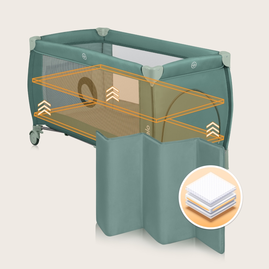Lionelo - Berço de viagem STEFI PLUS Verde Azeitona
