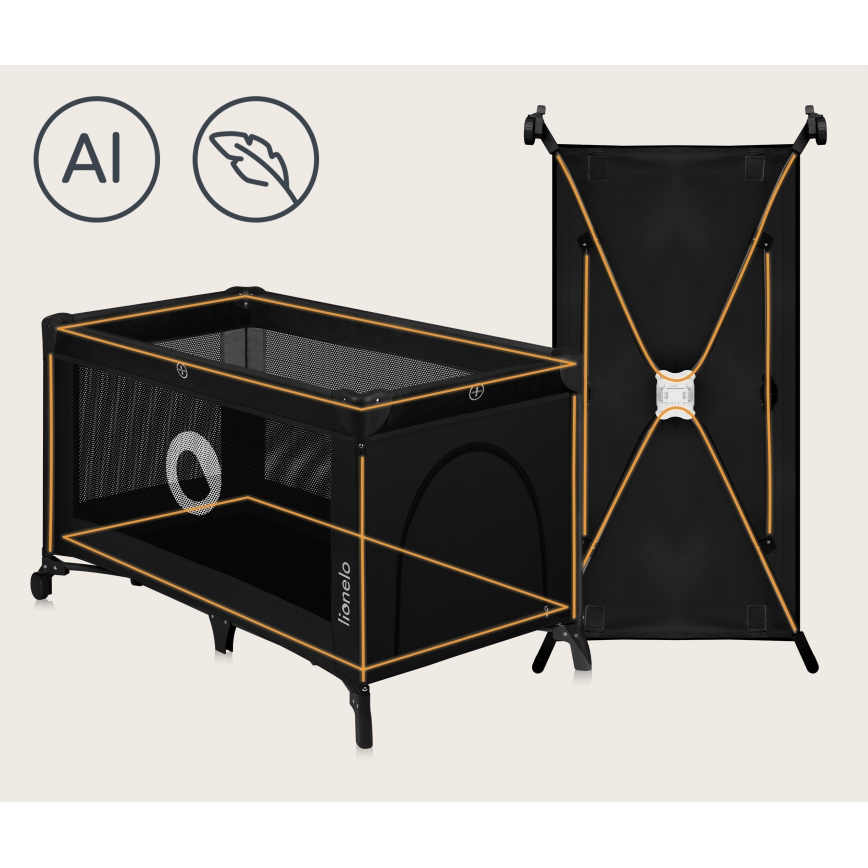 Lionelo - Berço de Viagem STEFI Preto Carbono