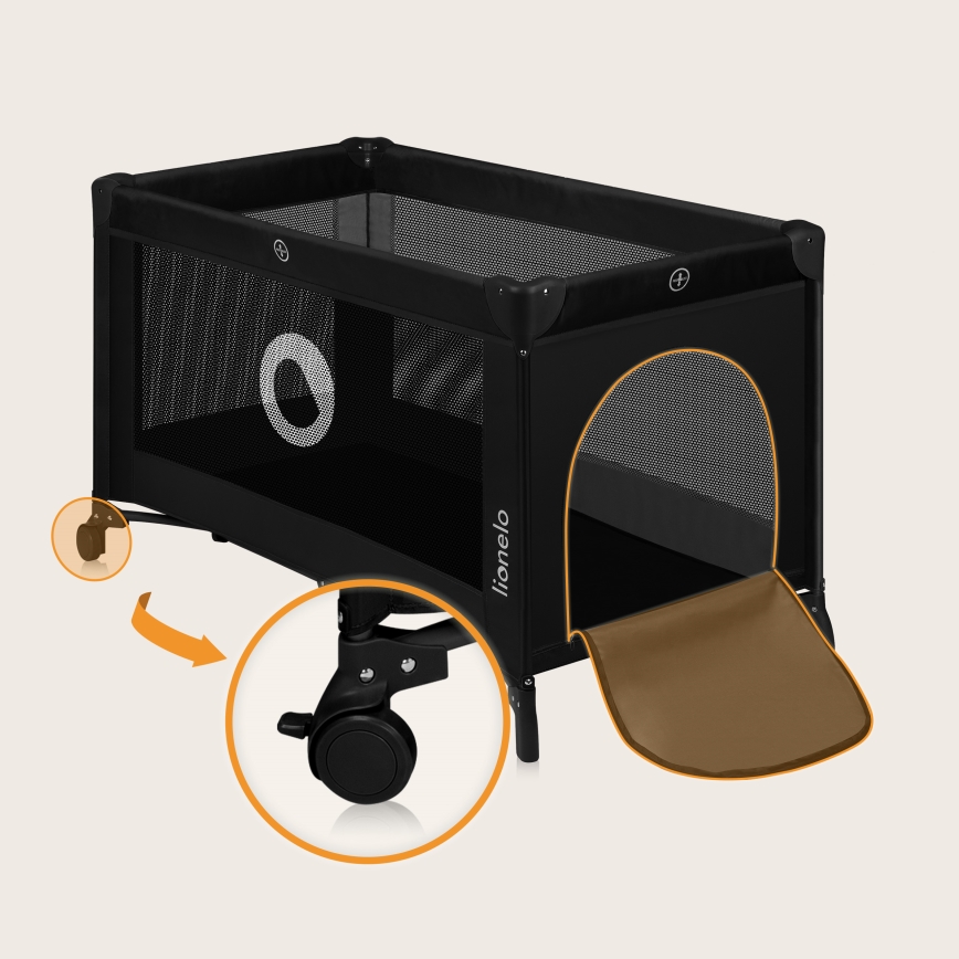 Lionelo - Berço de Viagem STEFI Preto Carbono