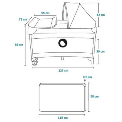 Lionelo - Berço de viagem SVEN PLUS cinzento/amarelo