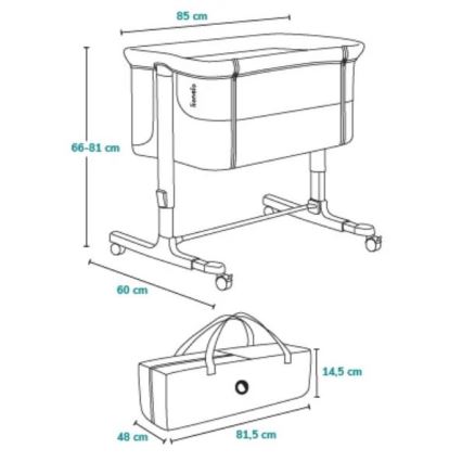 Lionelo - Berço infantil 3 em 1 AURORA cinzento escuro