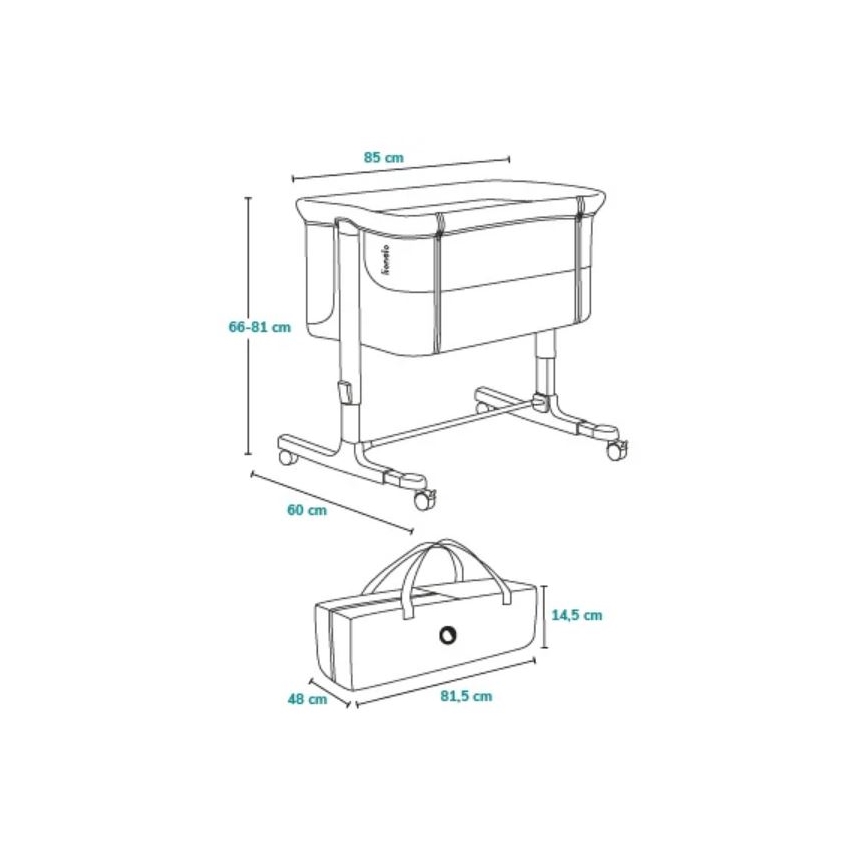 Lionelo - Berço infantil 3 em 1 AURORA preto