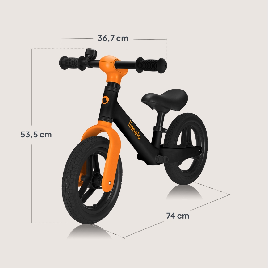 Lionelo - Bicicleta de Equilíbrio TONI Preto e Laranja