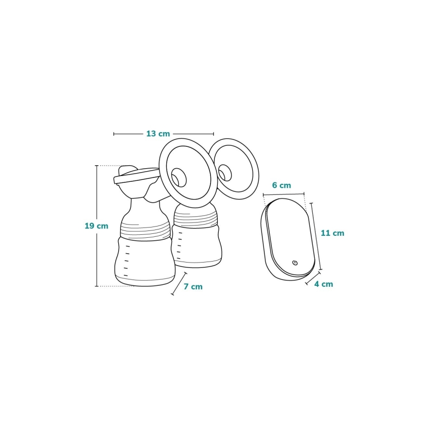 Lionelo - Bomba elétrica recarregável dupla para extração de leite materno TWEE GO 5V 1100 mAh 150 ml