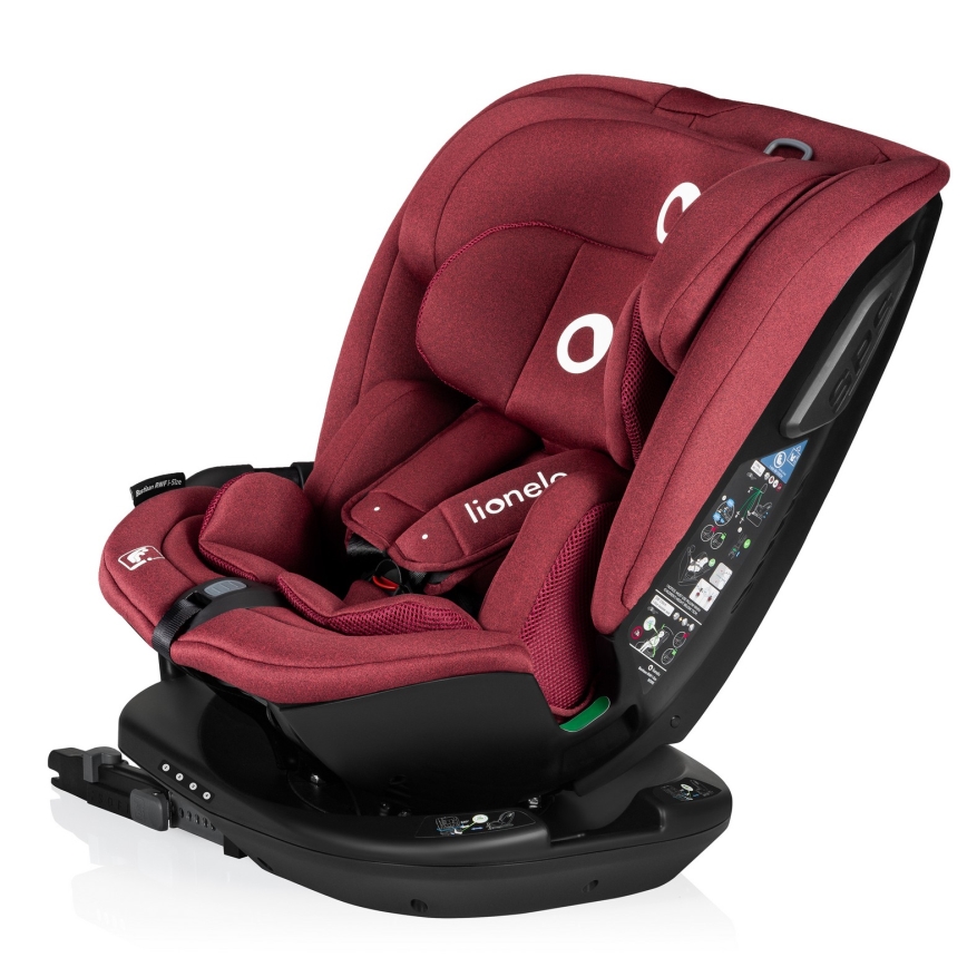 Lionelo - Cadeira auto com base giratória BASTIAAN i-Size 40-150 cm Vermelho Borgonha