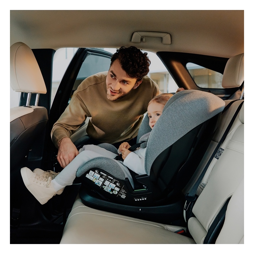 Lionelo - Cadeira auto com base giratória LAVENDER i-Size 76-150 cm Pedra Cinzenta