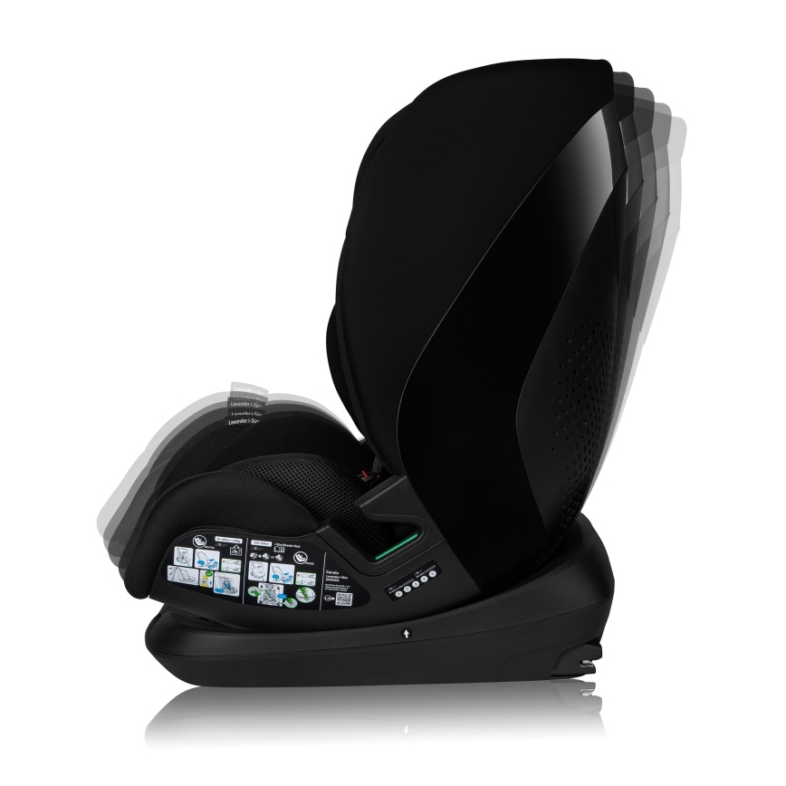 Lionelo - Cadeira auto com base giratória LAVENDER i-Size 76-150 cm Preto Carbono