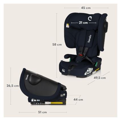 Lionelo - Cadeira Auto Dobrável NELLY i-Size 76-150 cm Azul Marinho
