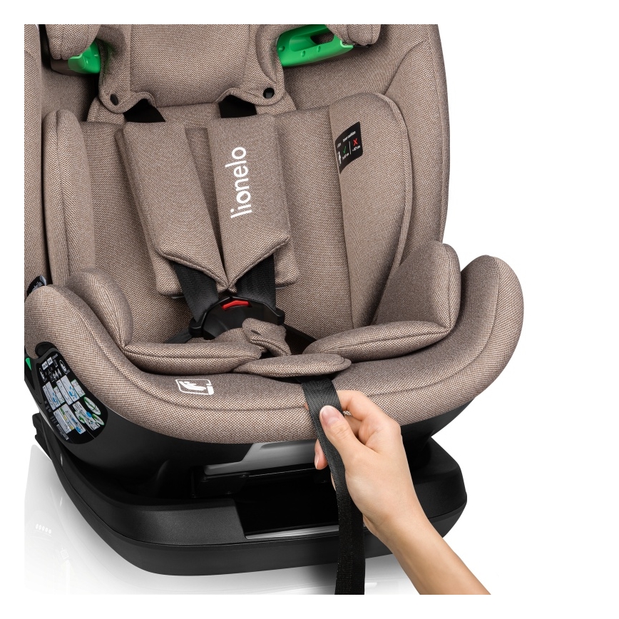 Lionelo - Cadeira auto giratória com base LAVENDER i-Size 76-150 cm Bege Latte