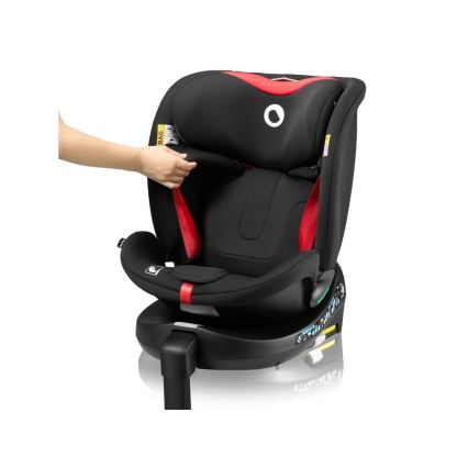 Lionelo - Cadeira auto giratória com base NAVY i-Size 40-150 cm preta/vermelha