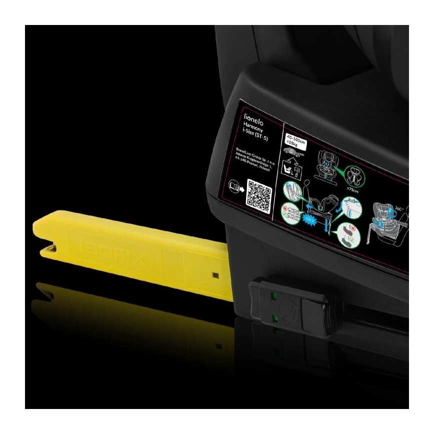 Lionelo - Cadeira Auto Giratória com Base HARMONY i-Size 40-150 cm preta