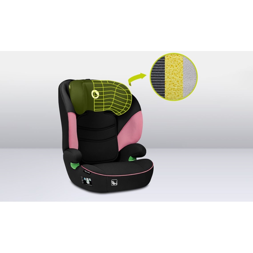Lionelo - Cadeira auto LARS i-Size 100-150 cm preta/rosa