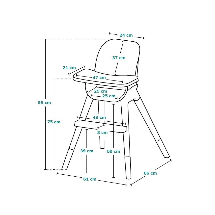 Lionelo - Cadeira de alimentação infantil MONA Black Onyx
