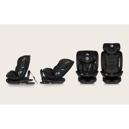 Lionelo - Cadeira de automóvel giratória com base BASTIAAN i-Size 40-150 cm Preto Carbono