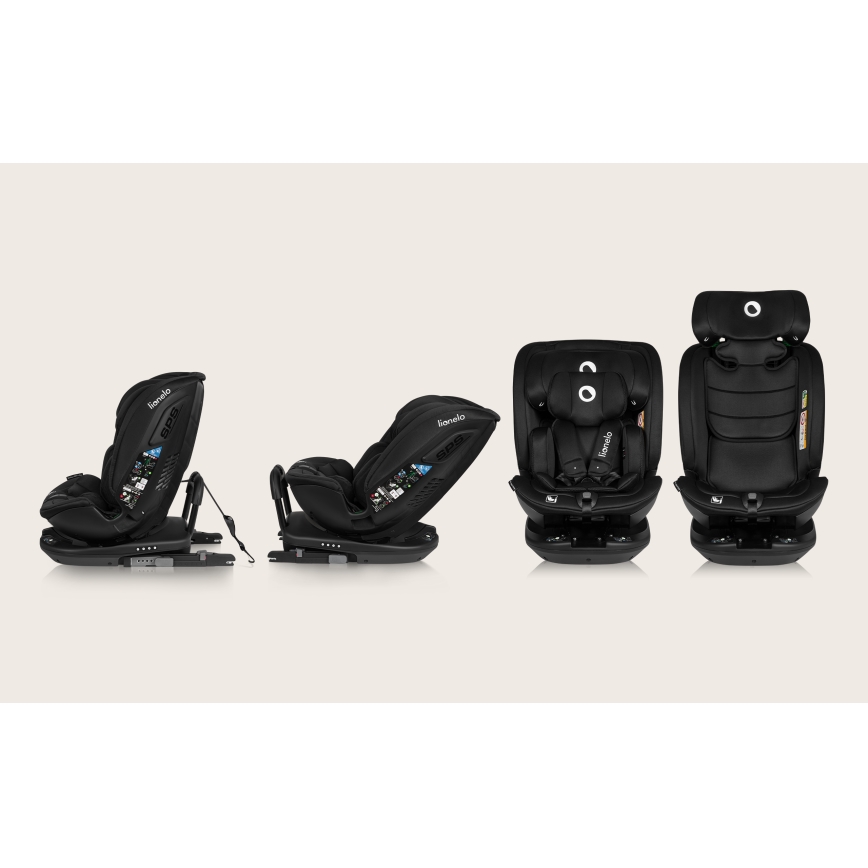 Lionelo - Cadeira de automóvel giratória com base BASTIAAN i-Size 40-150 cm Preto Carbono