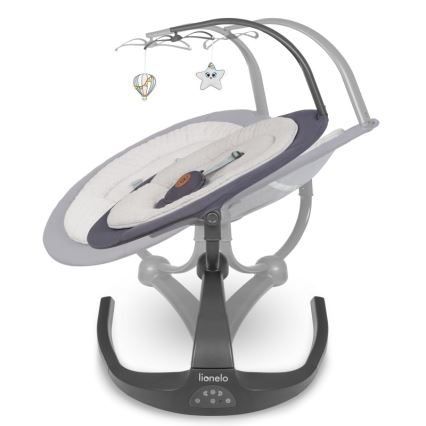 Lionelo - Cadeira de balanço para bebé RINA com melodia, 4x pilhas AA, Cinzento Betão + controlo remoto