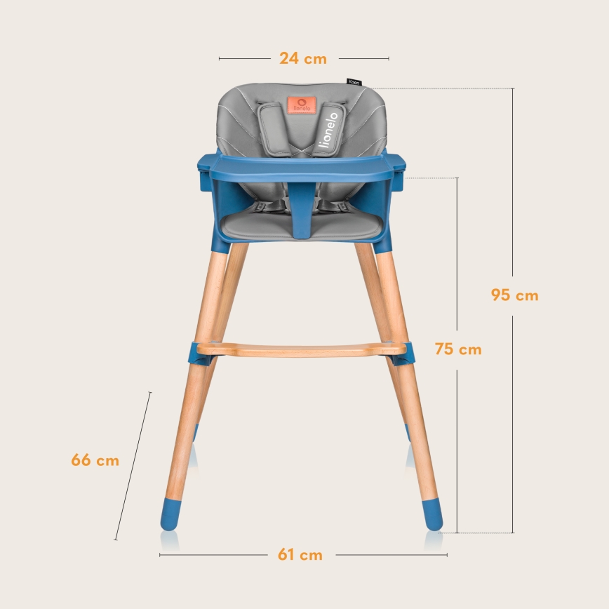 Lionelo - Cadeira de refeição infantil 2 em 1 KOEN Azul Céu