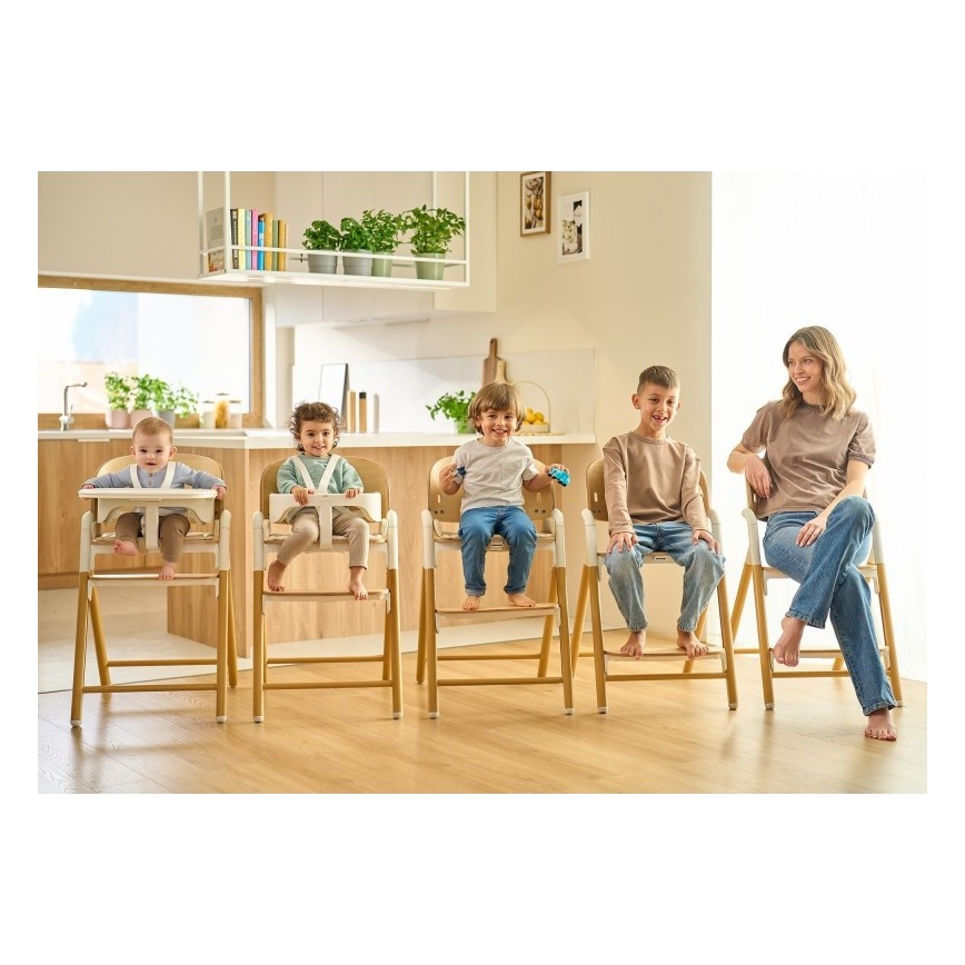 Lionelo - Cadeira de refeição infantil 3 em 1 CELIA Madeira Cinzenta