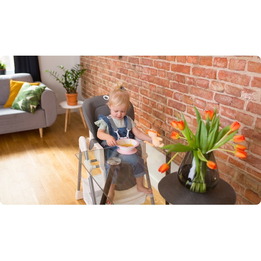 Lionelo - Cadeira de refeição infantil LINN PLUS branco/cinzento