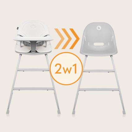 Lionelo - Cadeira de refeição para criança 2em1 DALIA branco/cinzento