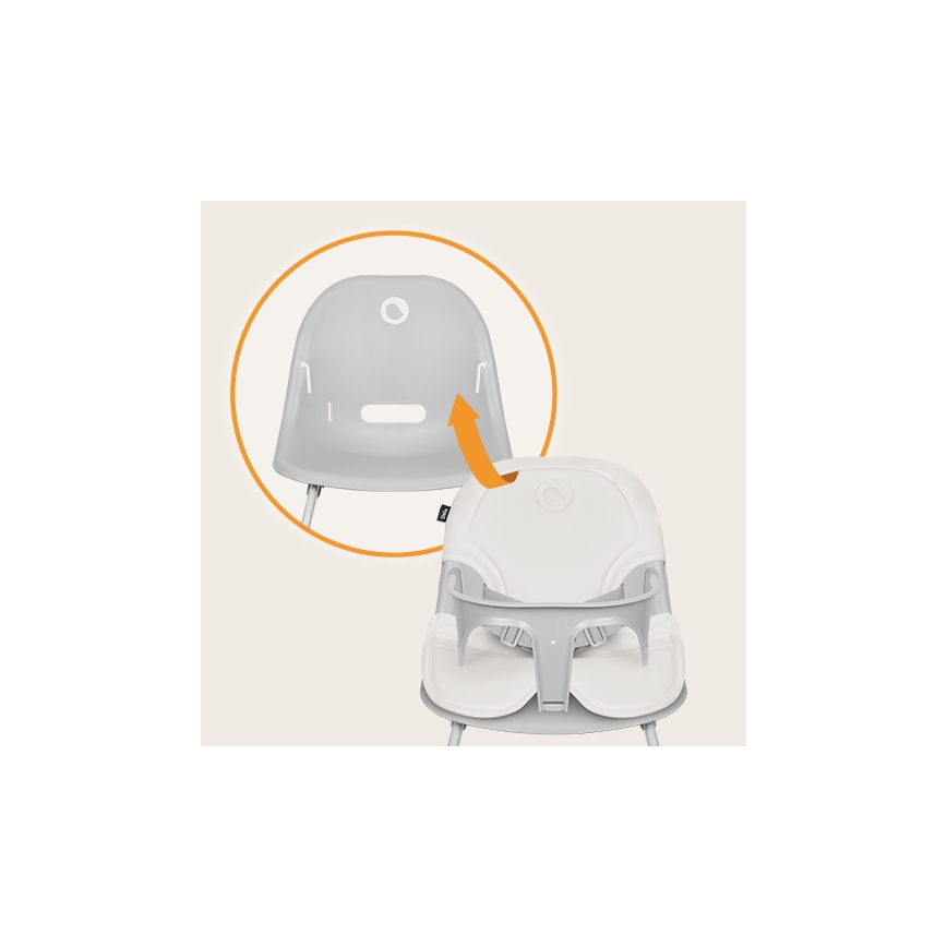 Lionelo - Cadeira de refeição para criança 2em1 DALIA branco/cinzento