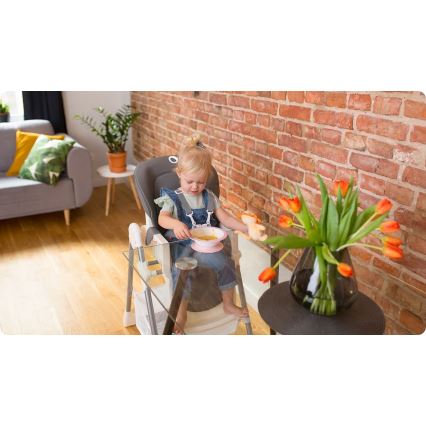 Lionelo - Cadeira de refeição para criança LINN PLUS branco/cinzento