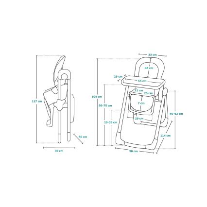 Lionelo - Cadeira de refeição para criança LINN PLUS branco/cinzento