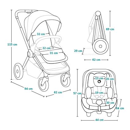 Lionelo - Carrinho 3 em 1 LAYLA Castanho Ferrugem