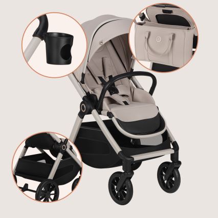 Lionelo - Carrinho combinado 2 em 1 LAYLA Bege Areia
